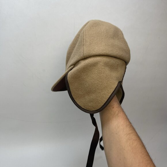 Vintage Retreat Aviator Trapper Hat Earflap Cap Beige Wool Blend Canada made - Picture 11 of 12